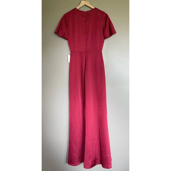NWT Show Me Your Mumu Rome Twist Gown Ruby Luxe Satin Size Small Burgundy Red - Picture 13 of 15